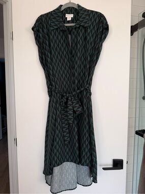 APRICOT Teal and Black High-Low Shirt Dress